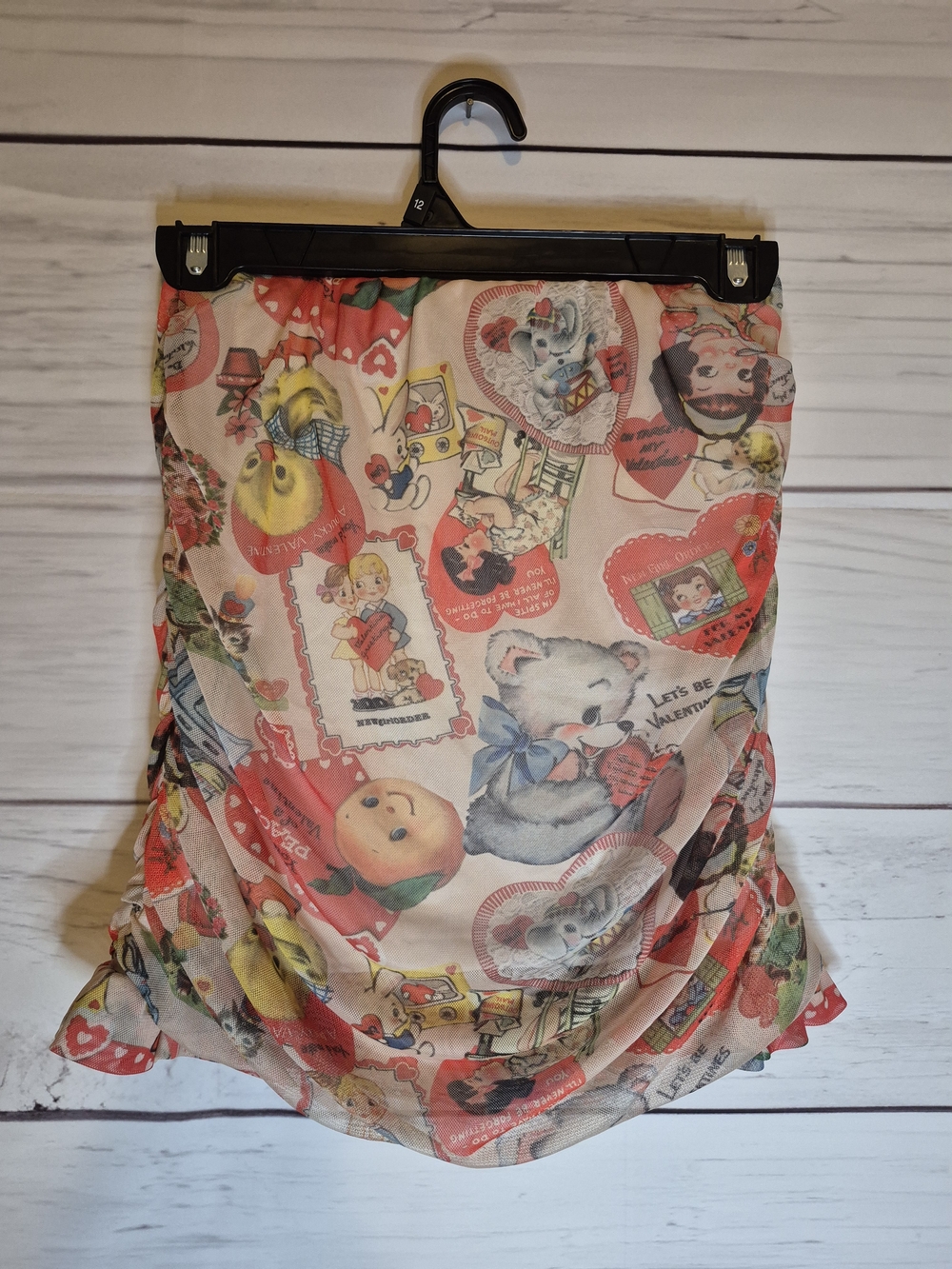 Peach & Coral Vintage-Print Valentine Cropped Mesh Tube Top Sz. 10 - Picture 8 of 12